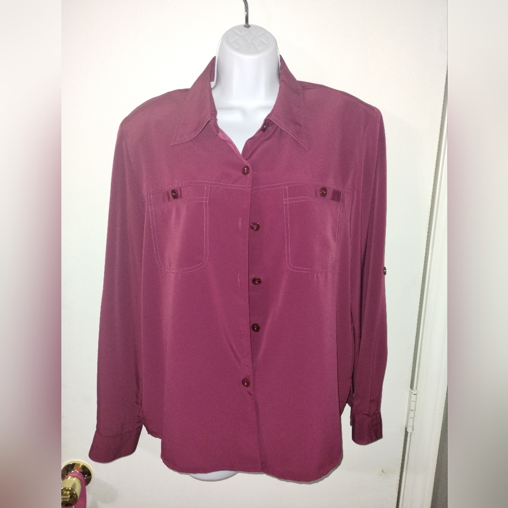 Cathy Che Ladies Long Sleeve Burgundy Blouse